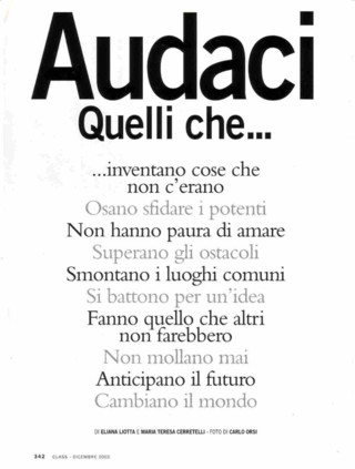 pagina pubblicata su Class di dicembre 2003